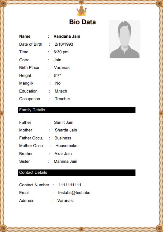 Marriage biodata word and PDF format